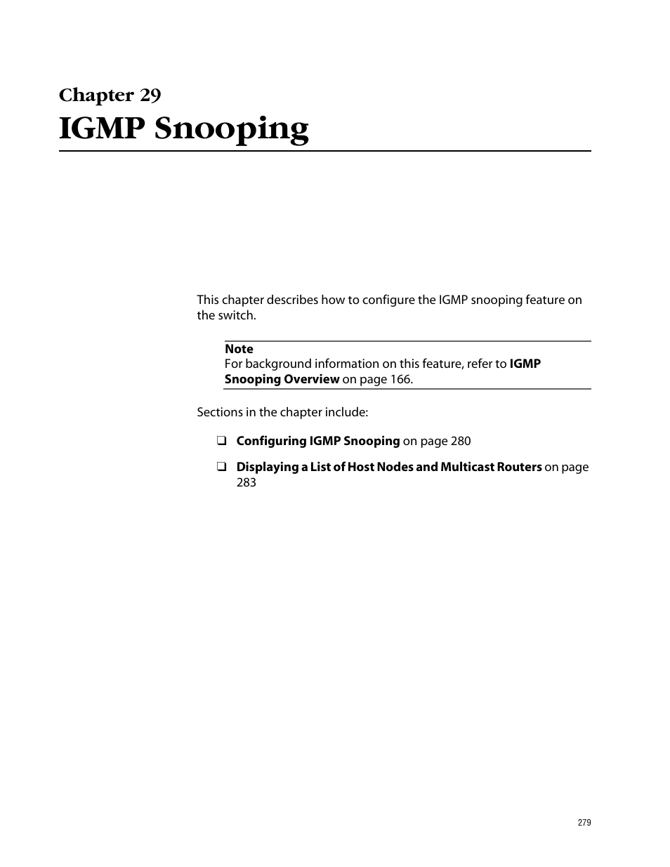 Chapter 29, Igmp snooping | Allied Telesis AT-S39 User Manual | Page 279 / 299