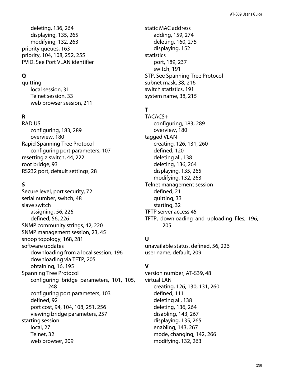 Allied Telesis AT-S39 User Manual | Page 298 / 299