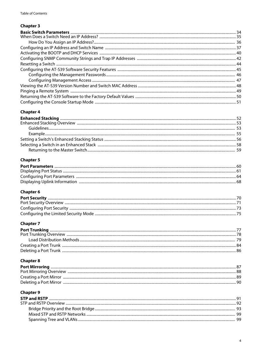 Allied Telesis AT-S39 User Manual | Page 4 / 299