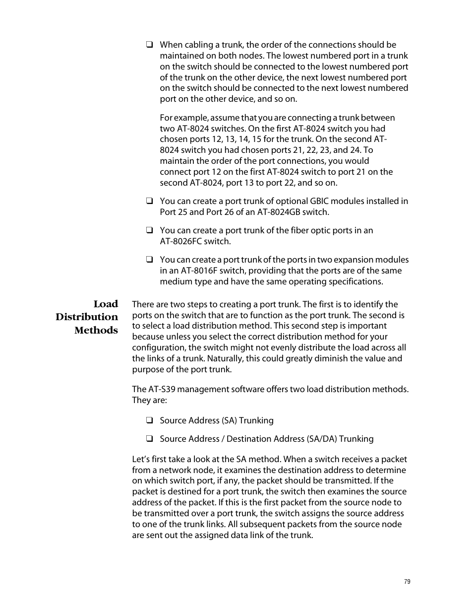 Load distribution methods | Allied Telesis AT-S39 User Manual | Page 79 / 299