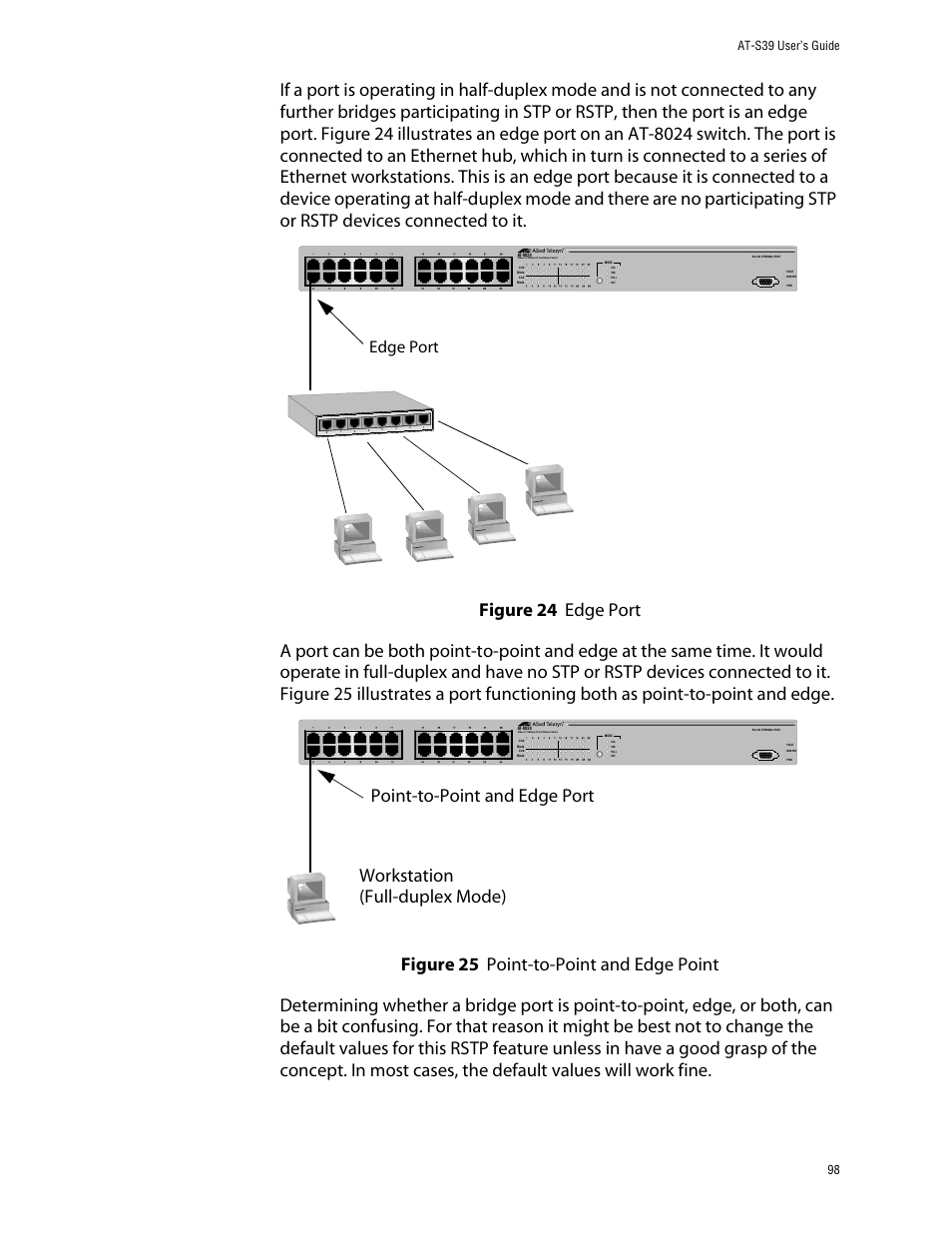 Edge port, At-s39 user’s guide 98 | Allied Telesis AT-S39 User Manual | Page 98 / 299