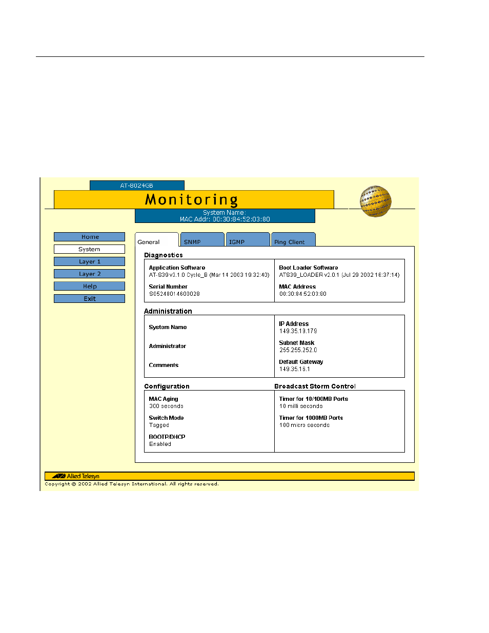 Viewing system information | Allied Telesis AT-S39 User Manual | Page 237 / 319