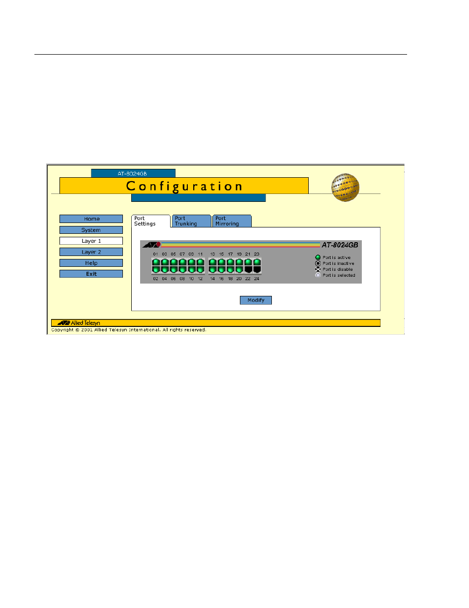 Configuring port parameters | Allied Telesis AT-S39 User Manual | Page 250 / 319