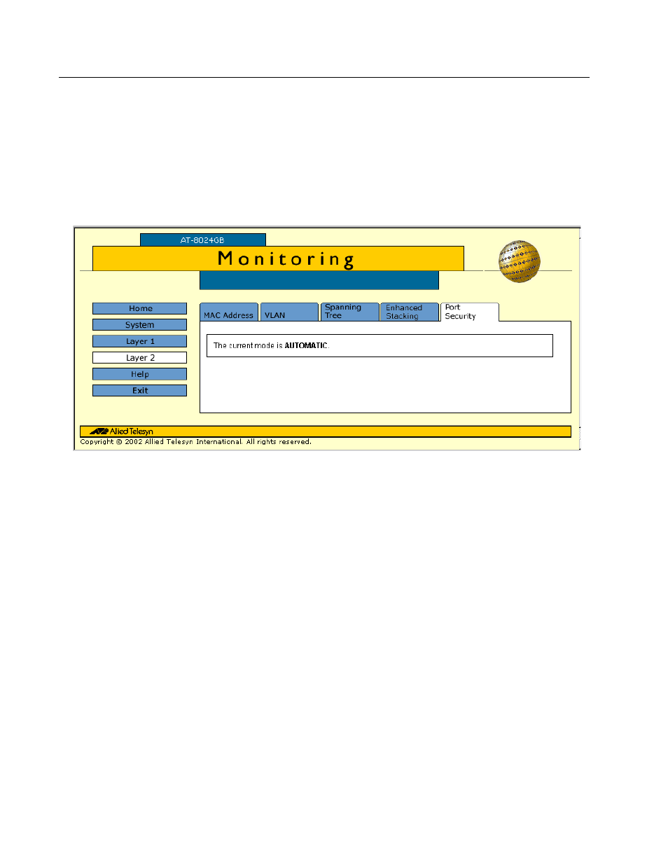 Displaying the port security level | Allied Telesis AT-S39 User Manual | Page 259 / 319