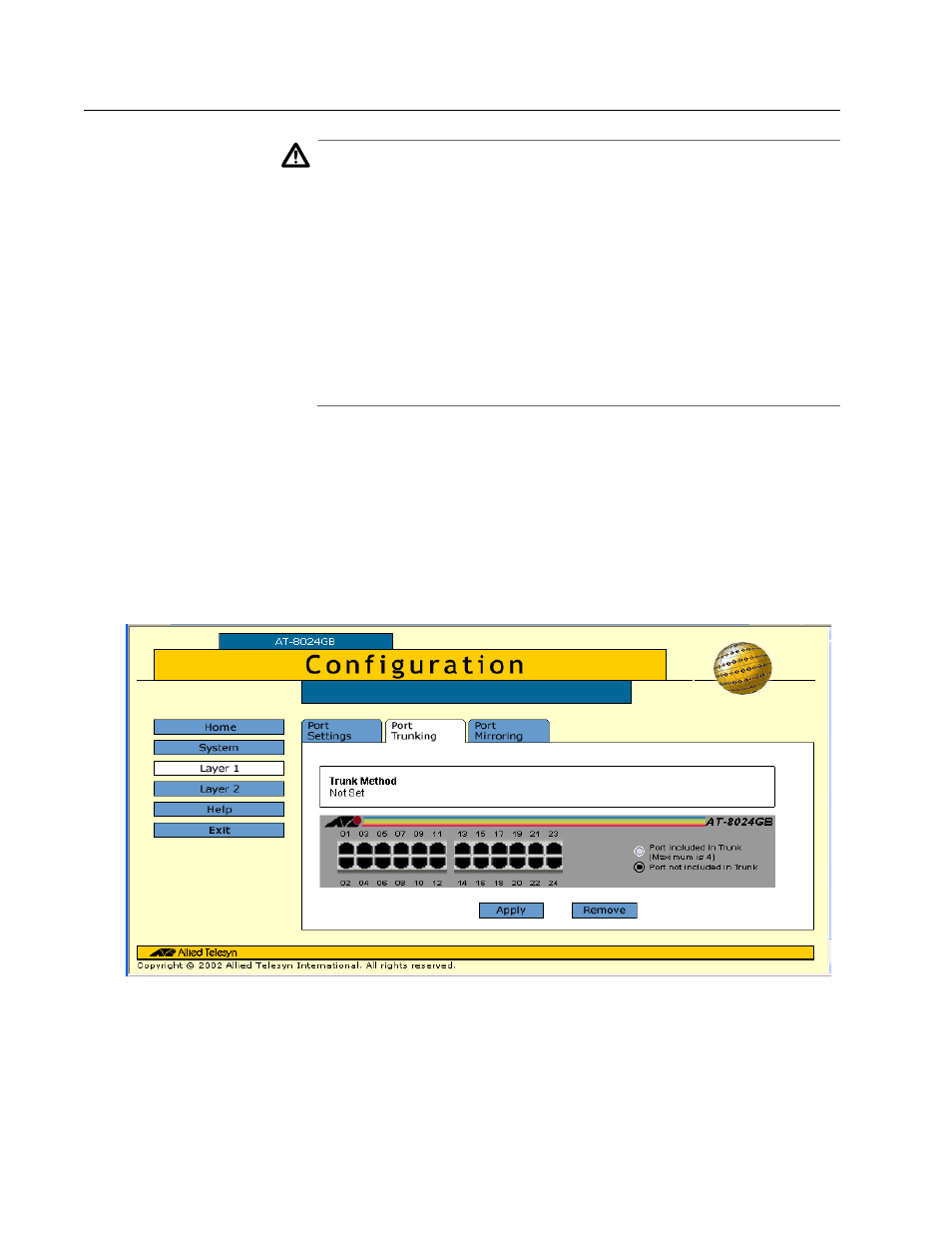 Creating or deleting a port trunk | Allied Telesis AT-S39 User Manual | Page 261 / 319