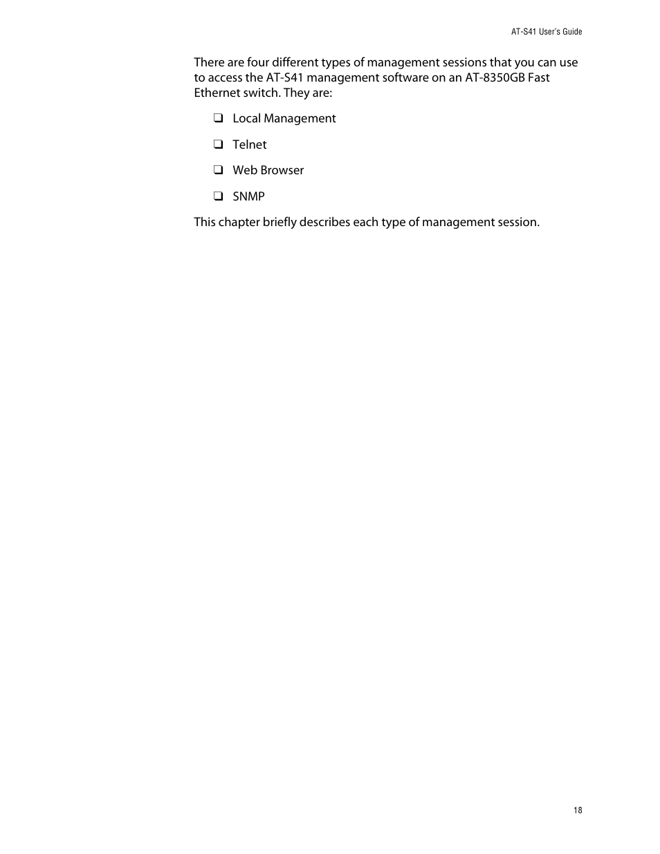 Allied Telesis AT-S41 User Manual | Page 18 / 233
