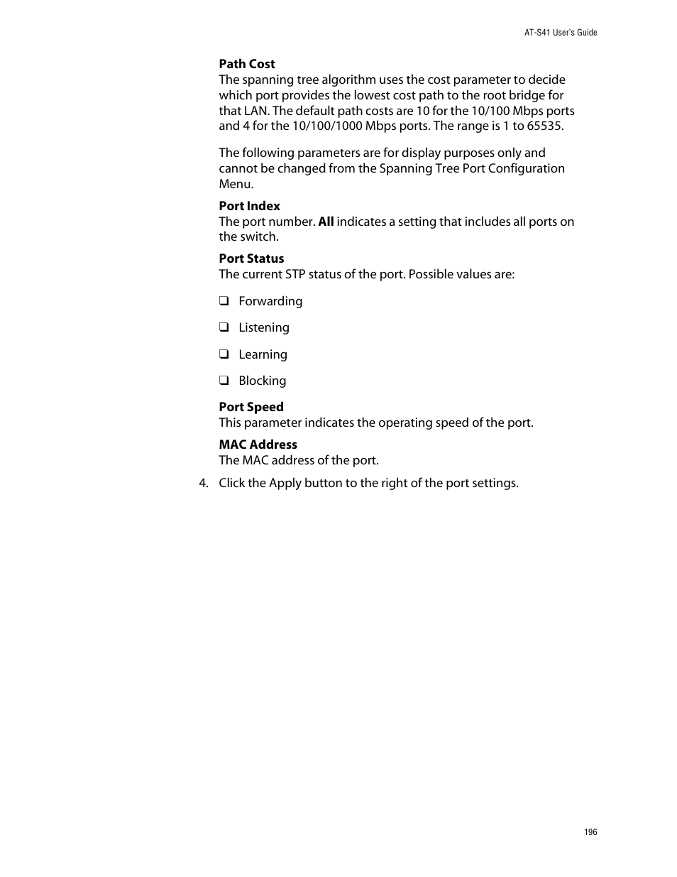 Allied Telesis AT-S41 User Manual | Page 196 / 233
