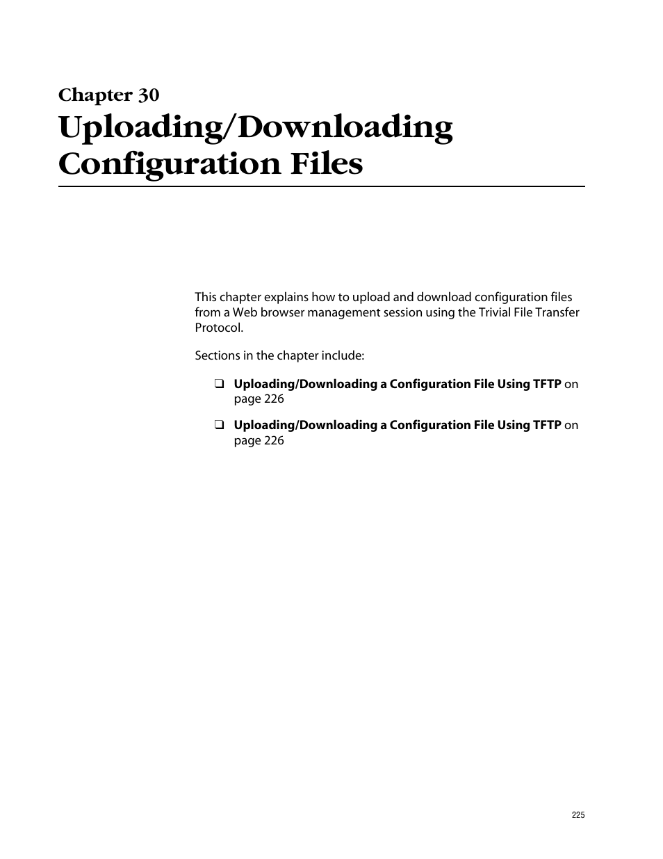 Chapter 30, Uploading/downloading configuration files | Allied Telesis AT-S41 User Manual | Page 225 / 233