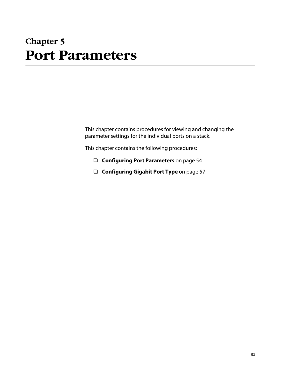 Chapter 5, Port parameters | Allied Telesis AT-S41 User Manual | Page 53 / 233