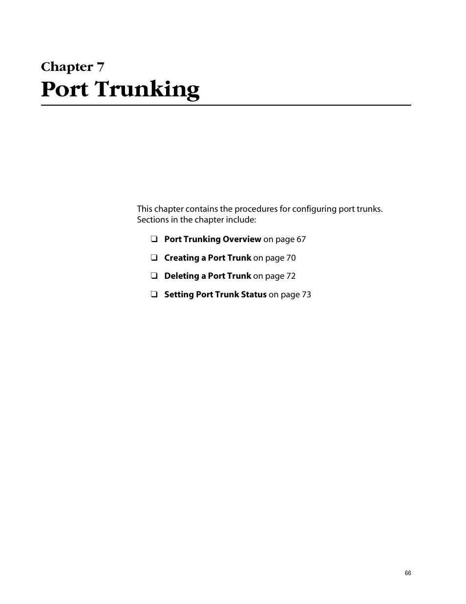 Chapter 7, Port trunking | Allied Telesis AT-S41 User Manual | Page 66 / 233