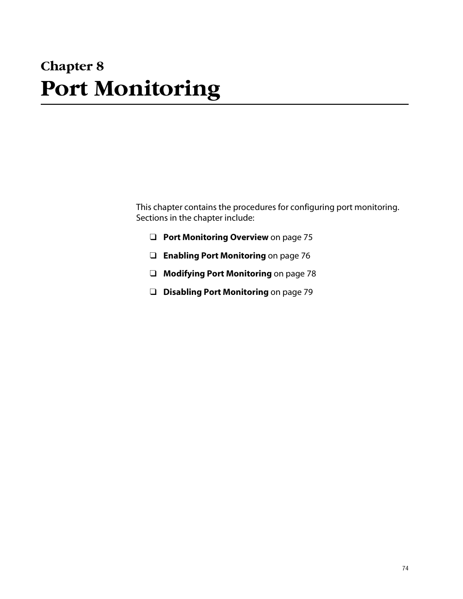 Chapter 8, Port monitoring | Allied Telesis AT-S41 User Manual | Page 74 / 233