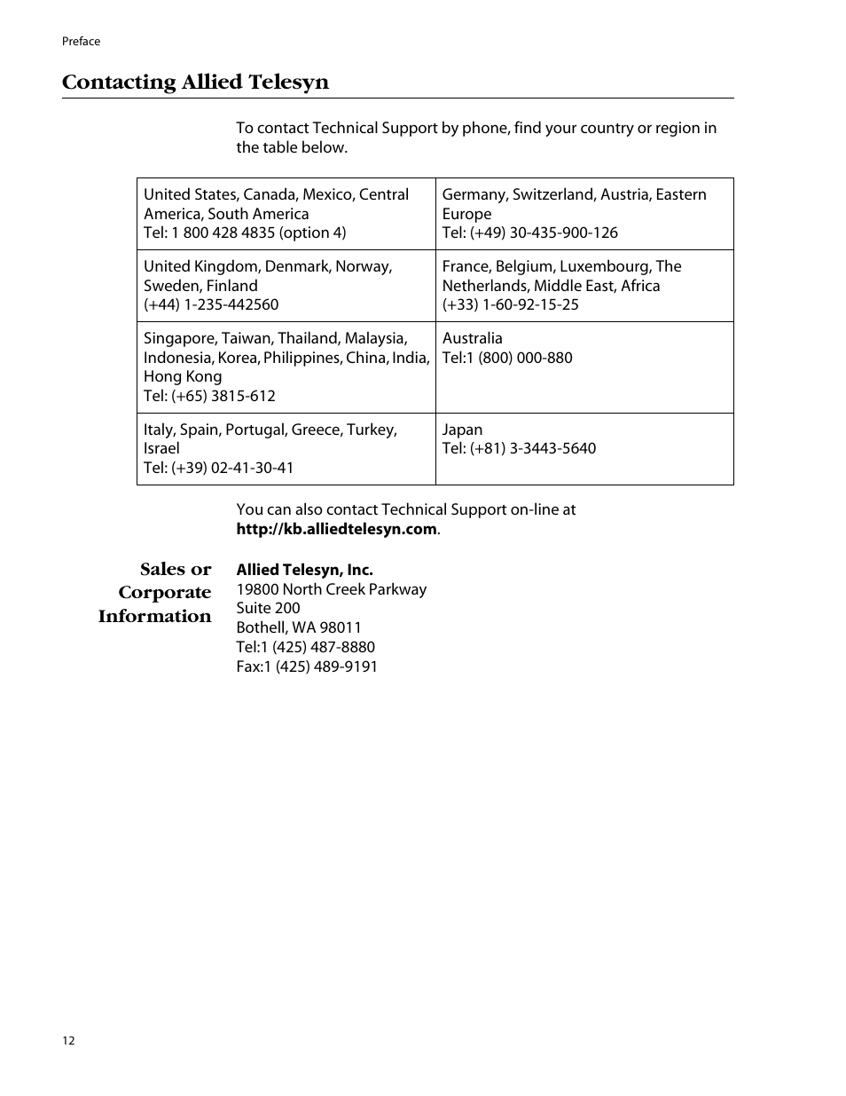 Contacting allied telesyn | Allied Telesis AT-S47 User Manual | Page 12 / 154