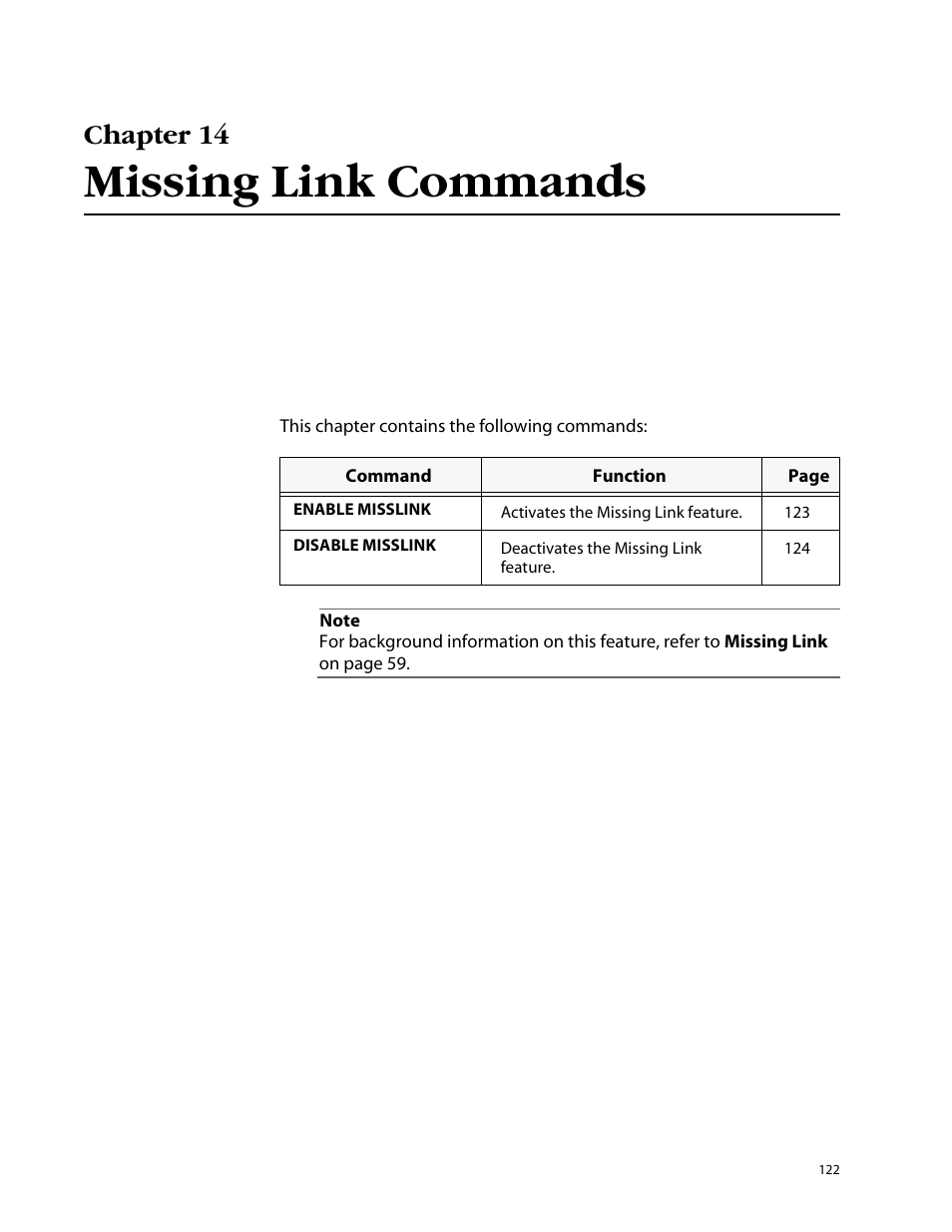 Missing link commands, Chapter 14 | Allied Telesis AT-S47 User Manual | Page 122 / 154