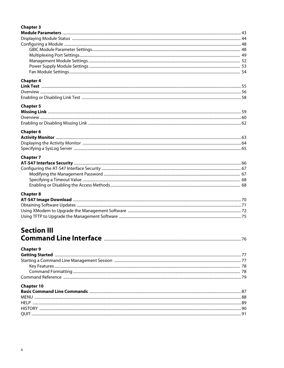 Allied Telesis AT-S47 User Manual | Page 4 / 154