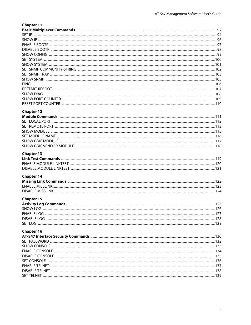 Allied Telesis AT-S47 User Manual | Page 5 / 154