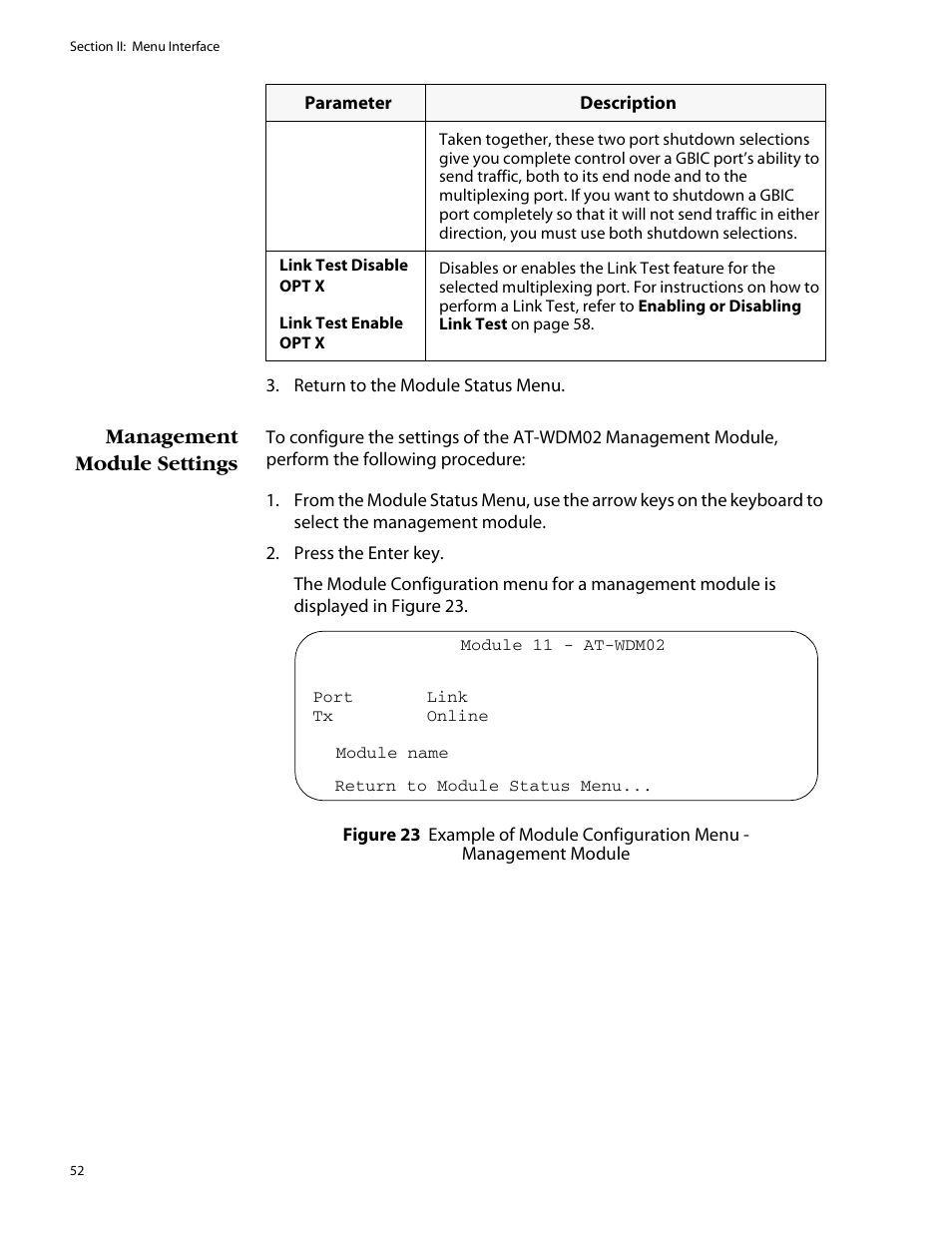 Management module settings | Allied Telesis AT-S47 User Manual | Page 52 / 154