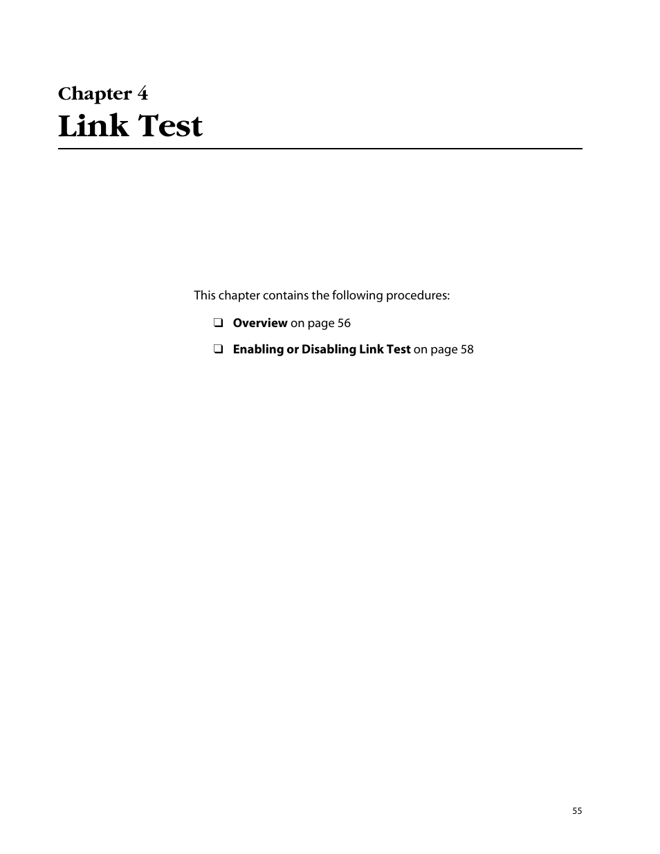 Chapter 4 link test, Link test, Chapter 4 | Allied Telesis AT-S47 User Manual | Page 55 / 154