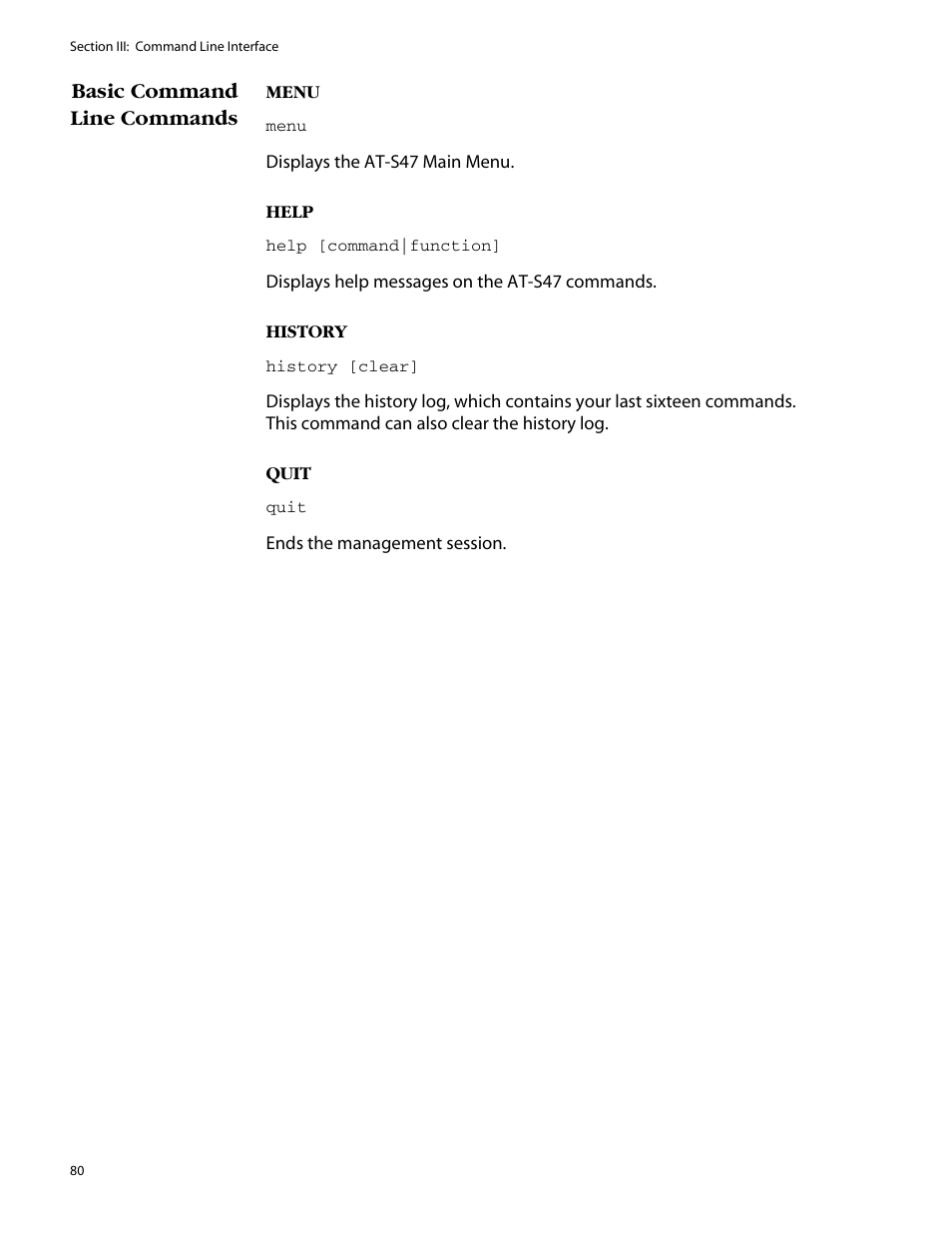 Allied Telesis AT-S47 User Manual | Page 80 / 154
