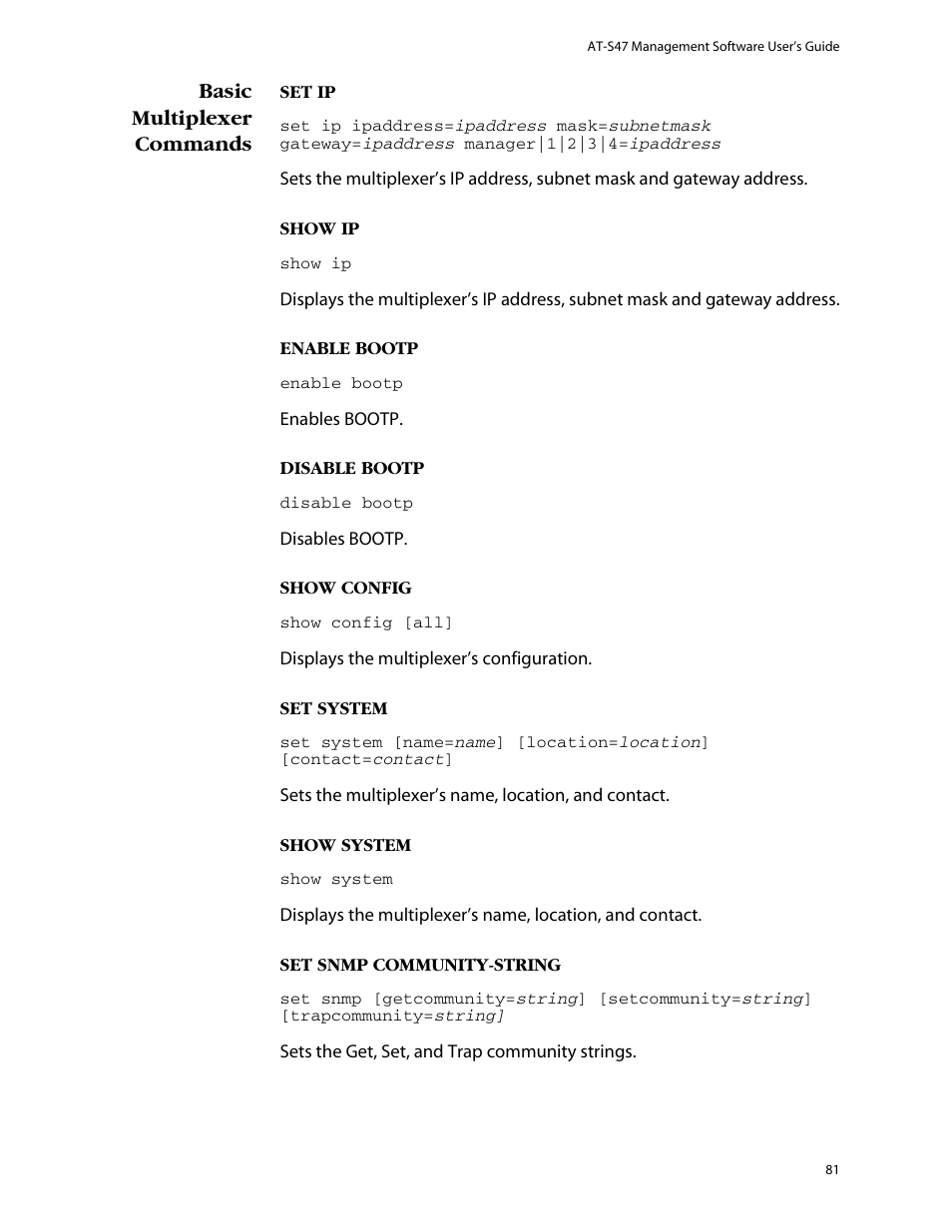 Allied Telesis AT-S47 User Manual | Page 81 / 154