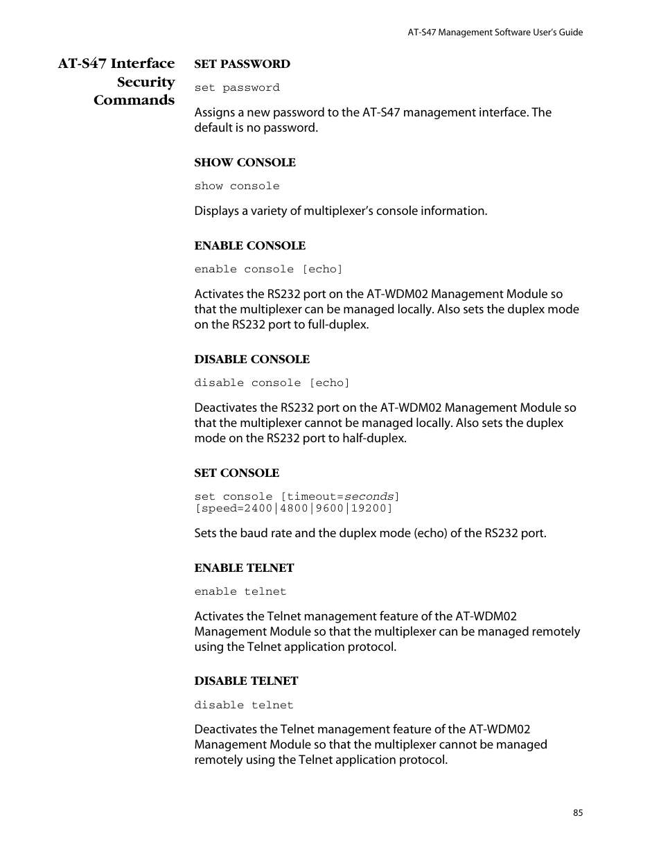 Allied Telesis AT-S47 User Manual | Page 85 / 154