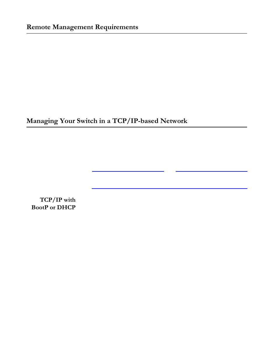 Remote management requirements, Managing your switch in a tcp/ip-based network, Tcp/ip with bootp or dhcp | Tcp/ip with bootp or dhcp -4, 5hprwh#0dqdjhphqw#5htxluhphqwv | Allied Telesis AT-S20 User Manual | Page 24 / 124