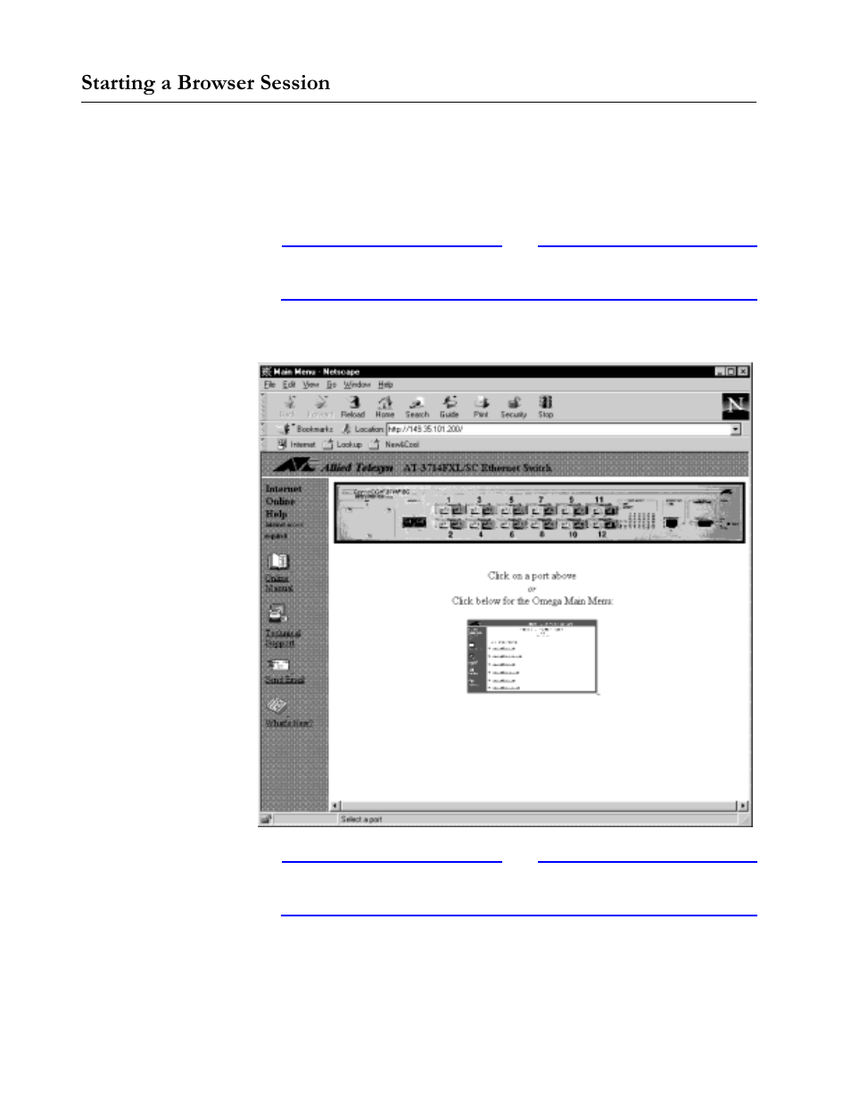 Starting a browser session, Starting a browser session -2, 6wduwlqj#d#%urzvhu#6hvvlrq | Allied Telesis AT-S20 User Manual | Page 28 / 124
