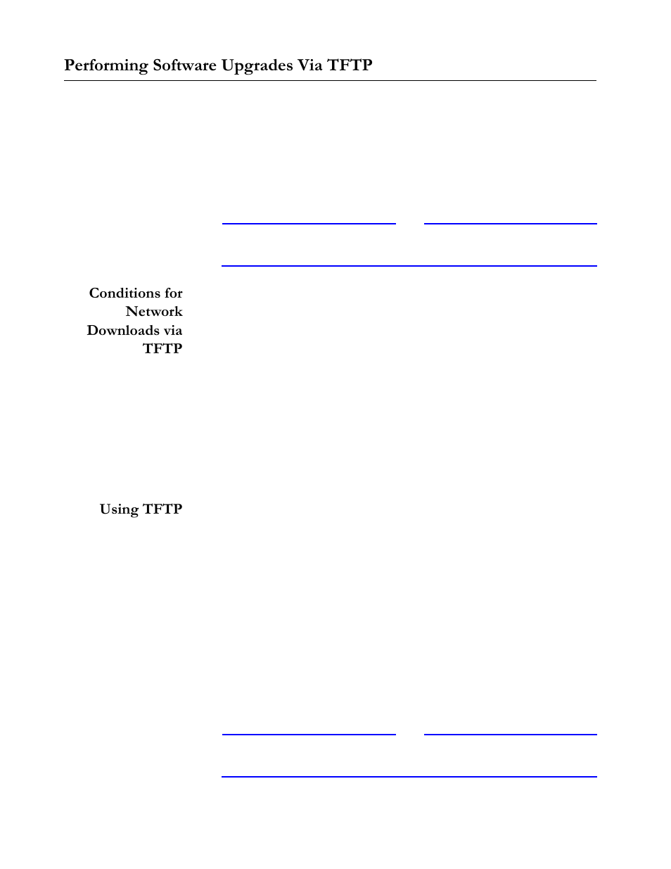 Performing software upgrades via tftp, Conditions for network downloads via tftp, Using tftp | Performing software upgrades via tftp -24 | Allied Telesis AT-S20 User Manual | Page 54 / 124