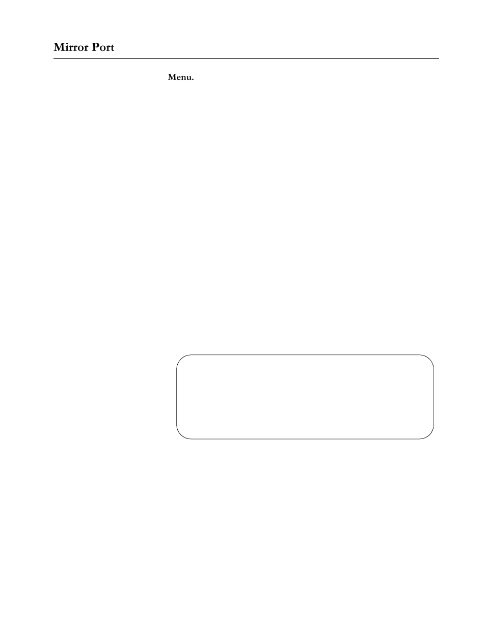 Mirror port, Menu, Select a source port number | Mirror port -23, 0luuru#3ruw | Allied Telesis AT-S20 User Manual | Page 97 / 124