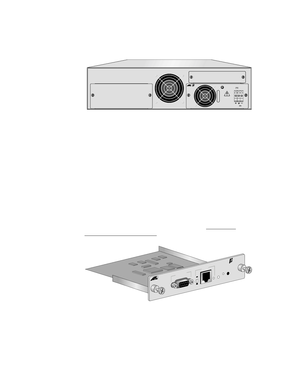 Head2 - optional management module, Optional management module, Dc power supply | Powerblade pbc18 installation guide 23, Pbm02 | Allied Telesis AT-PBC18 User Manual | Page 23 / 120