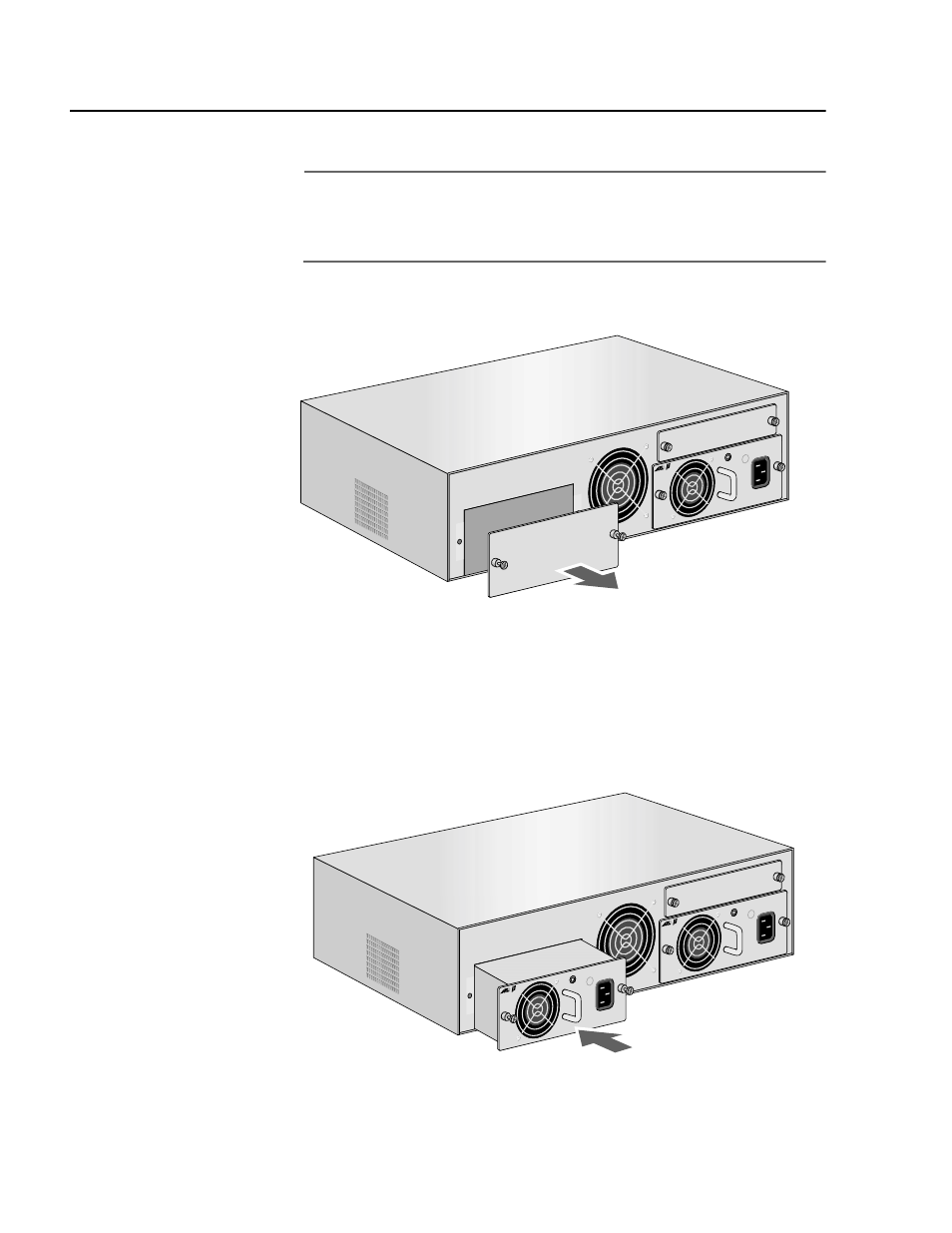 Head1 - installing an optional power supply, Installing an optional power supply, Installing a power supply module 40 | Mdi-x mdi lnk statu s pwr rese t | Allied Telesis AT-PBC18 User Manual | Page 40 / 120