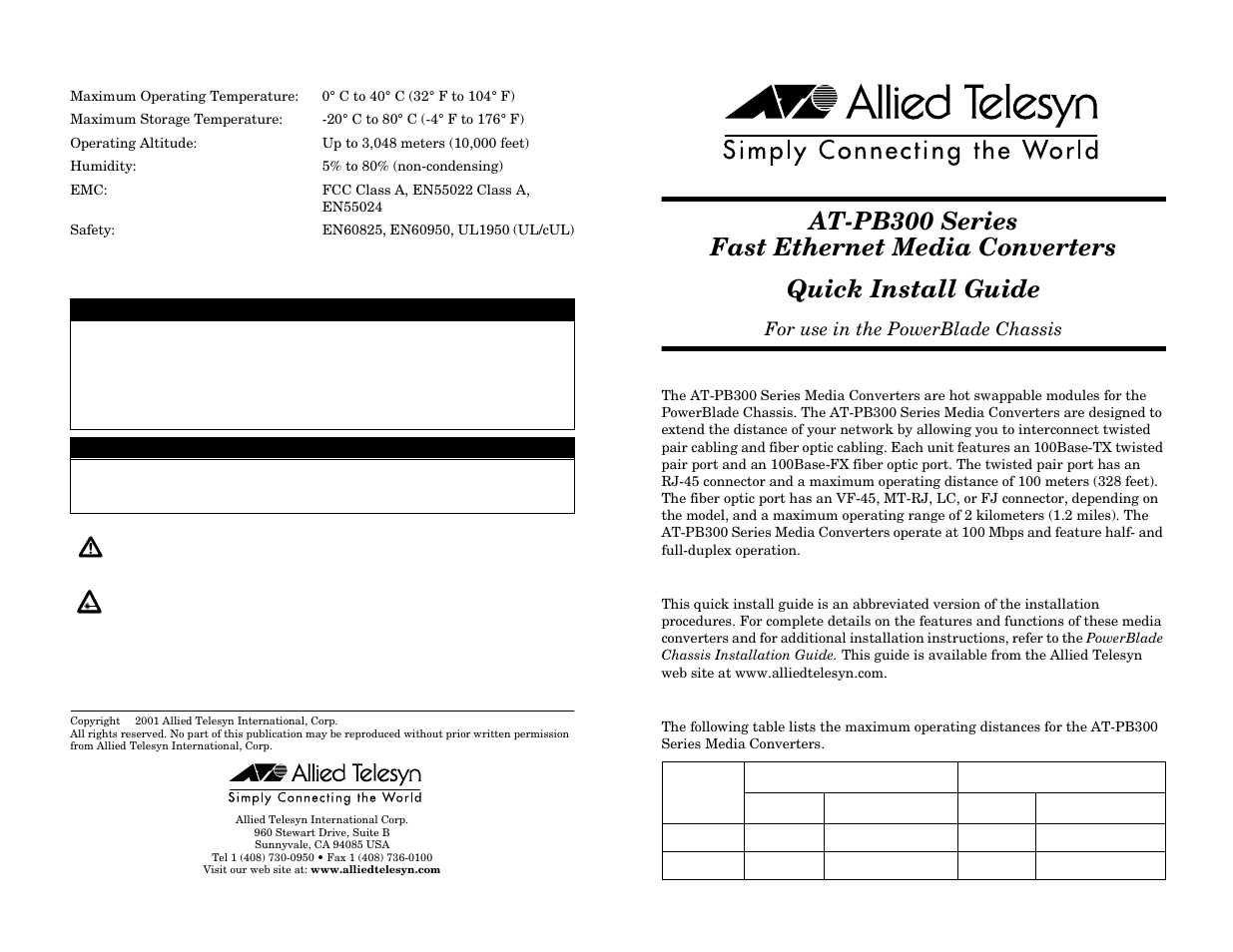 Allied Telesis AT-PB300 Series User Manual | 2 pages