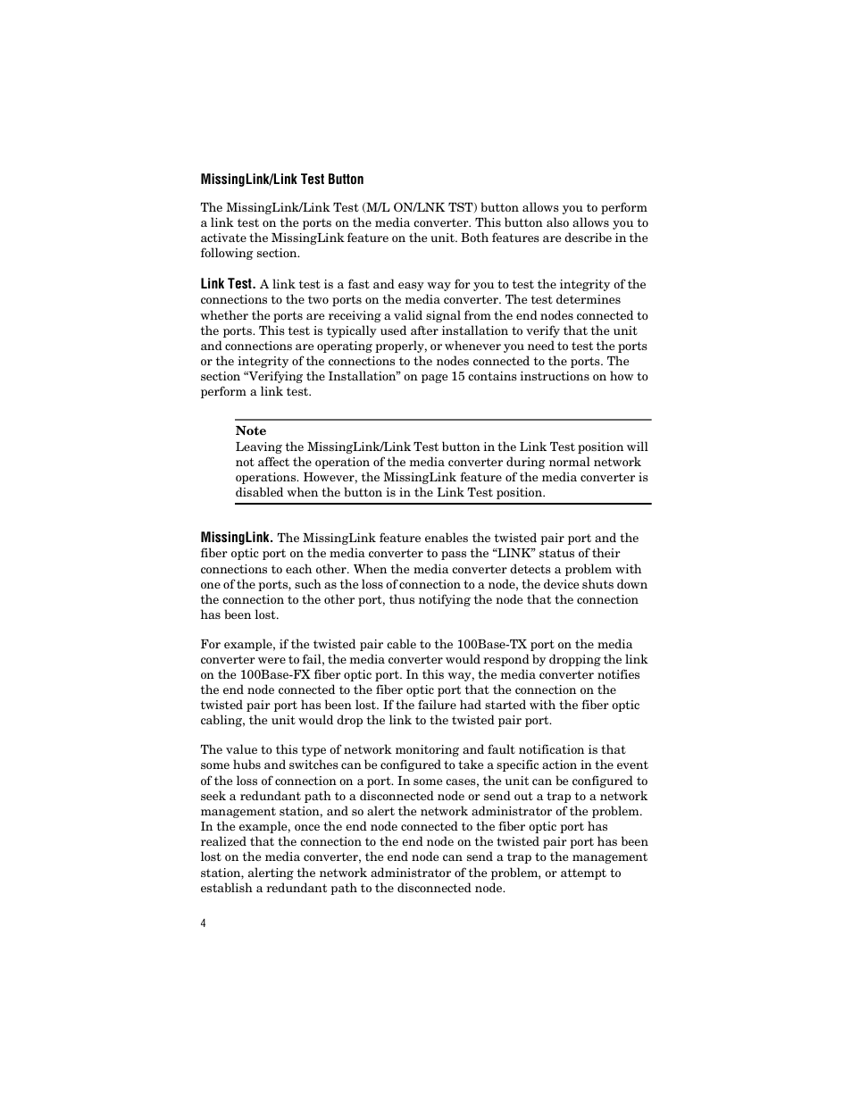 Missinglink/link test button | Allied Telesis AT-MC303 User Manual | Page 14 / 46