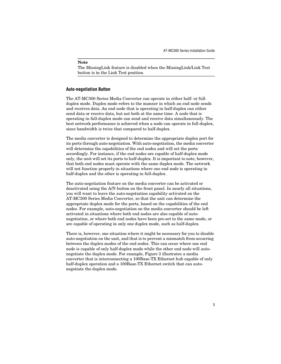 Auto-negotiation button | Allied Telesis AT-MC303 User Manual | Page 15 / 46