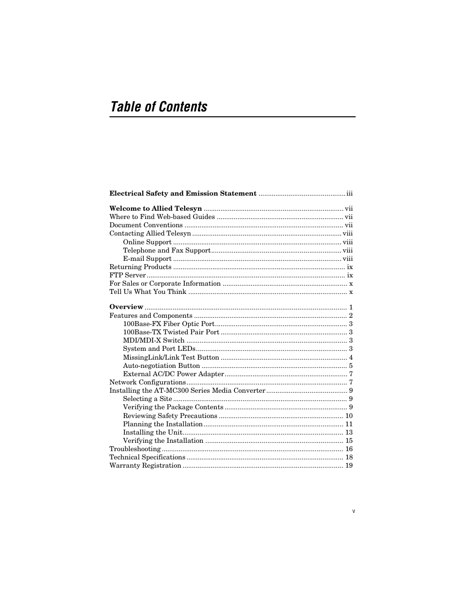 Allied Telesis AT-MC303 User Manual | Page 5 / 46