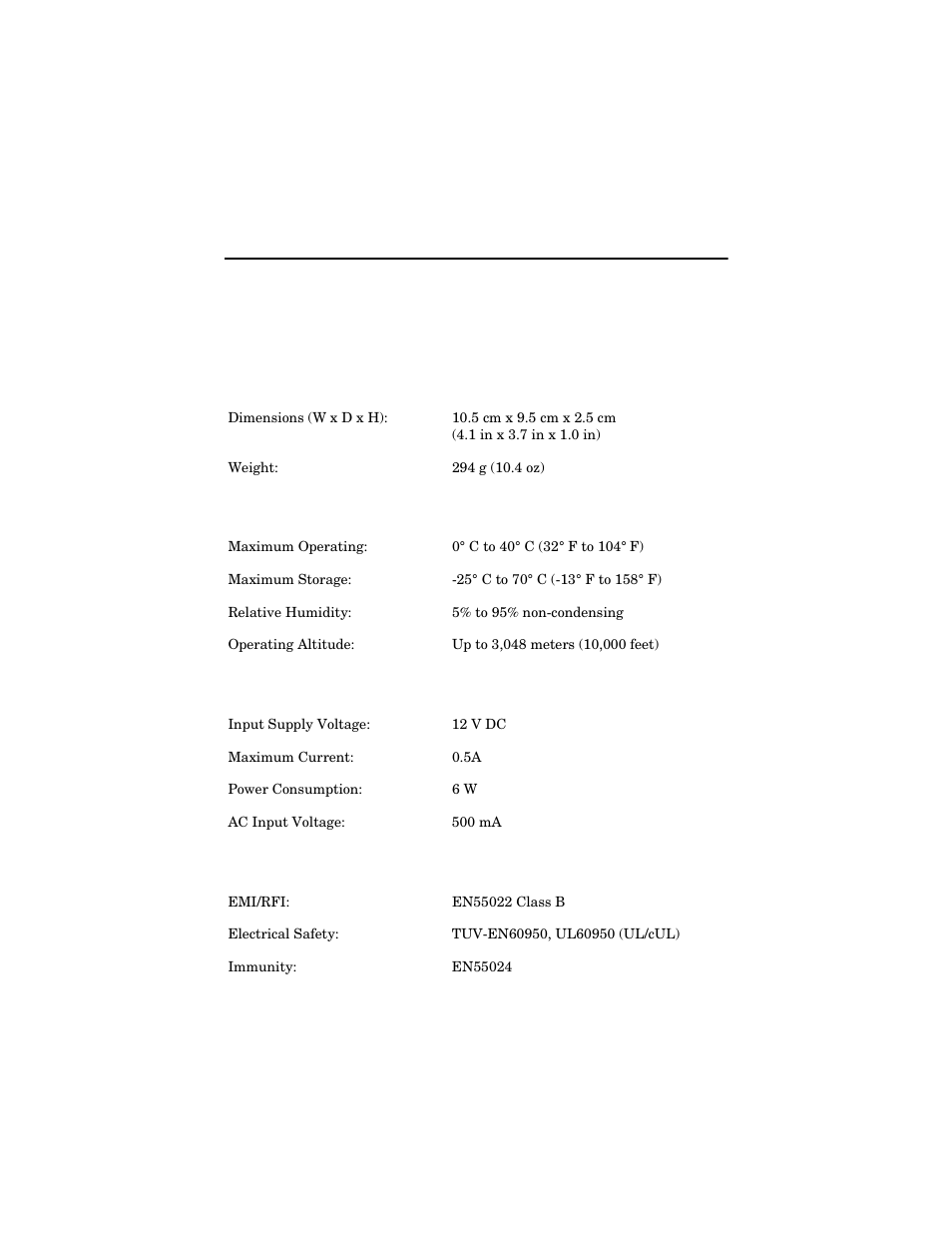 Appendix a, Technical specifications, Physical | Temperature, Electrical rating, Agency certifications | Allied Telesis AT-MC14 User Manual | Page 29 / 44