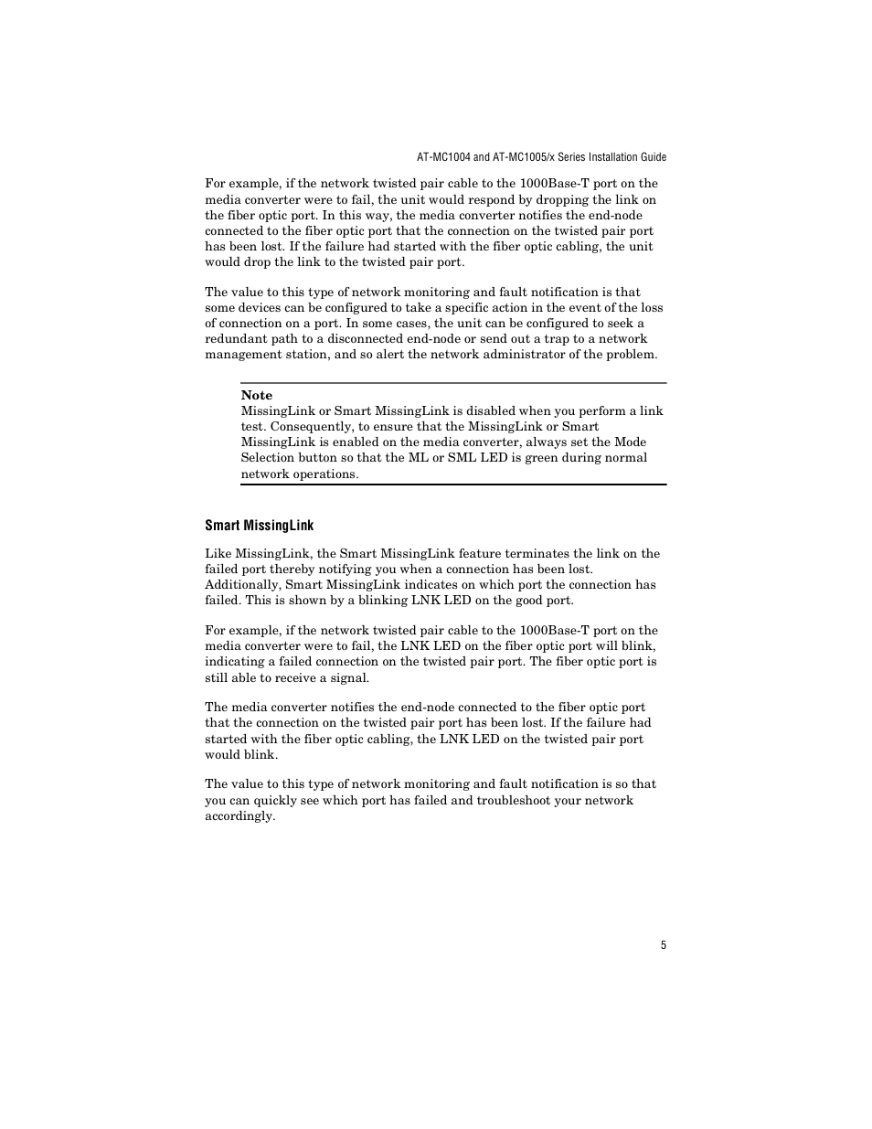 Smart missinglink | Allied Telesis AT-MC1005/4 User Manual | Page 15 / 44