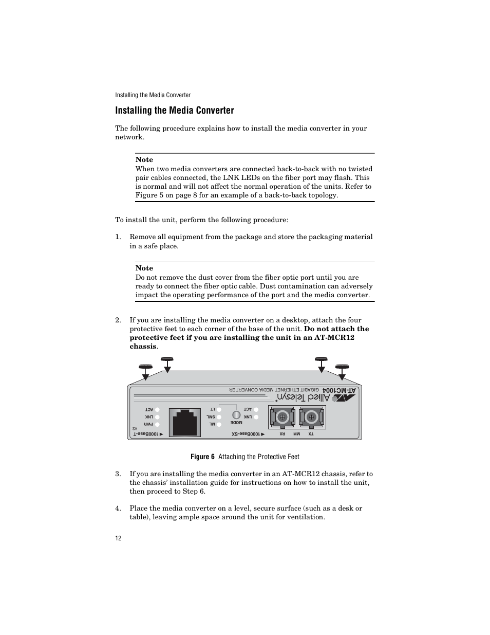 Installing the media converter | Allied Telesis AT-MC1005/4 User Manual | Page 22 / 44