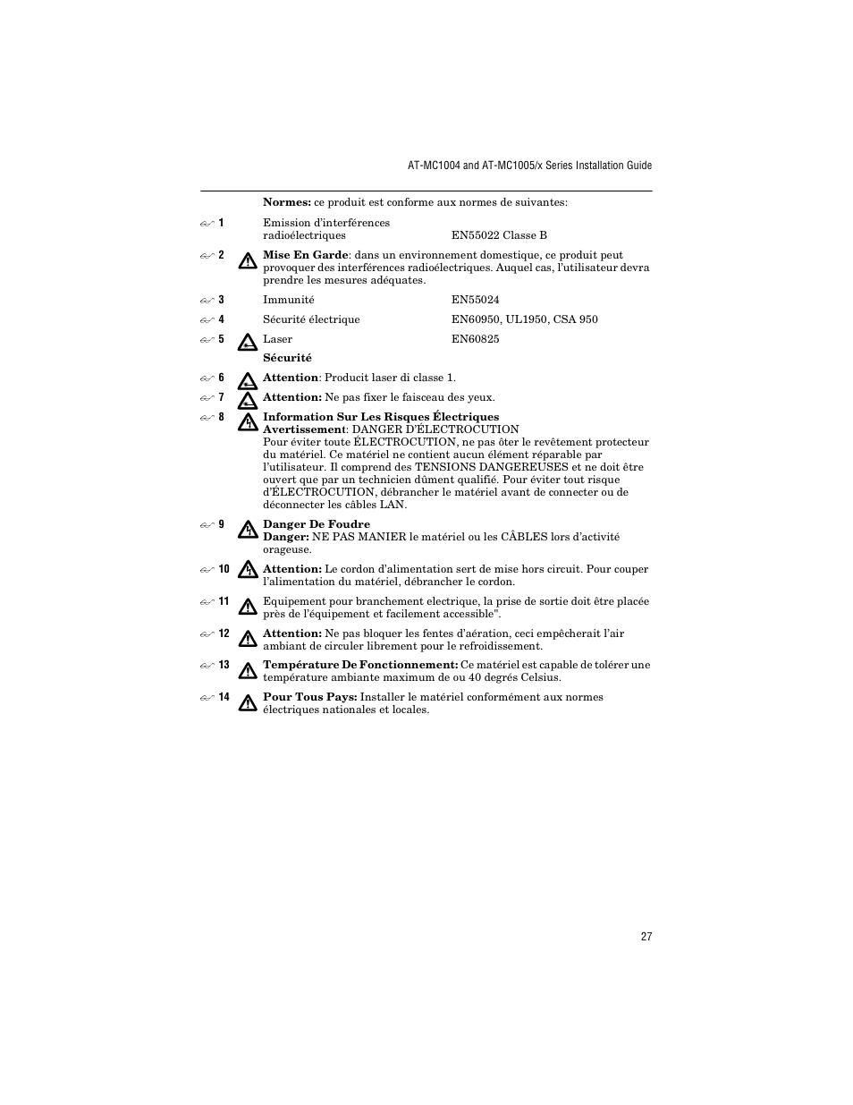 Allied Telesis AT-MC1005/4 User Manual | Page 37 / 44