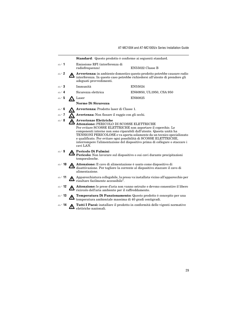 Allied Telesis AT-MC1005/4 User Manual | Page 39 / 44