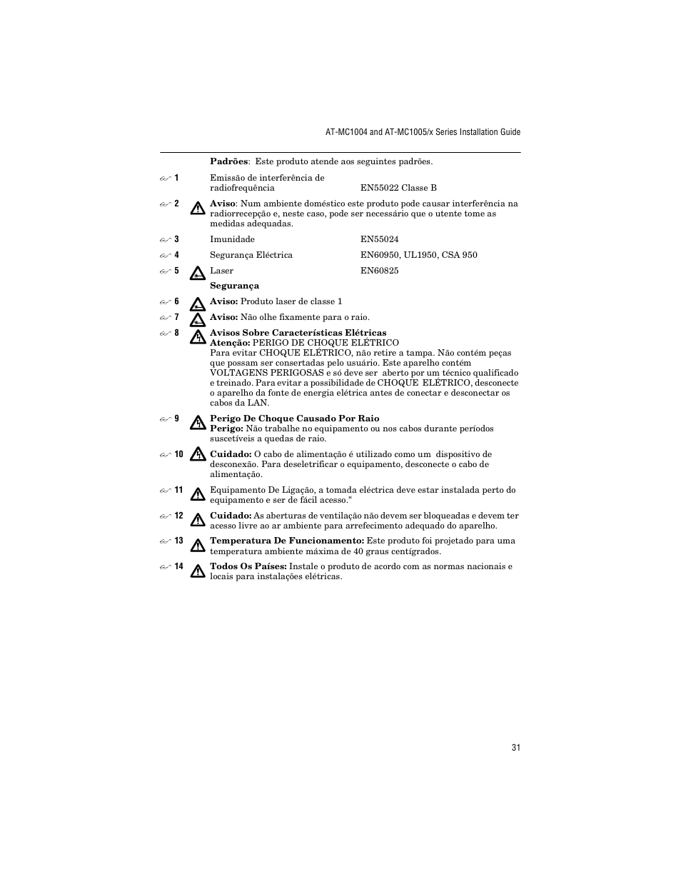 Allied Telesis AT-MC1005/4 User Manual | Page 41 / 44