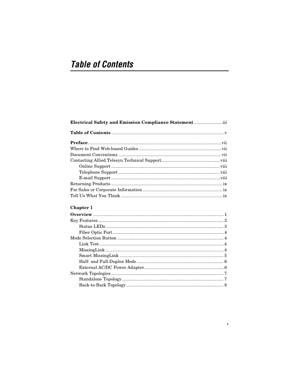 Allied Telesis AT-MC1005/4 User Manual | Page 5 / 44