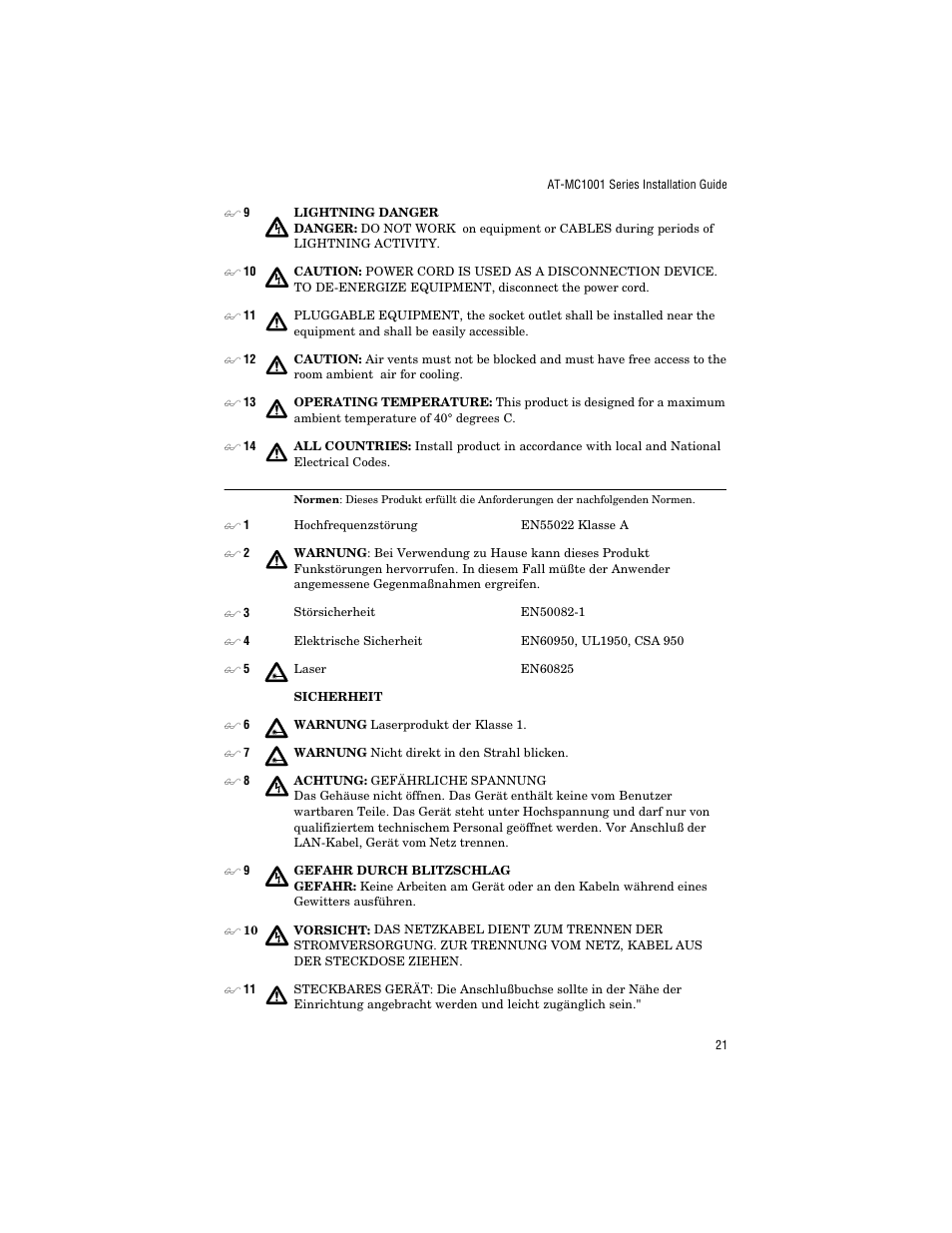 Allied Telesis AT-MC1001SC/GS4 User Manual | Page 31 / 44