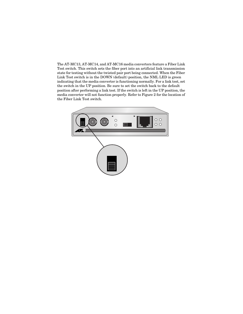 Fiber link test switch | Allied Telesis AT-MC16 User Manual | Page 15 / 50