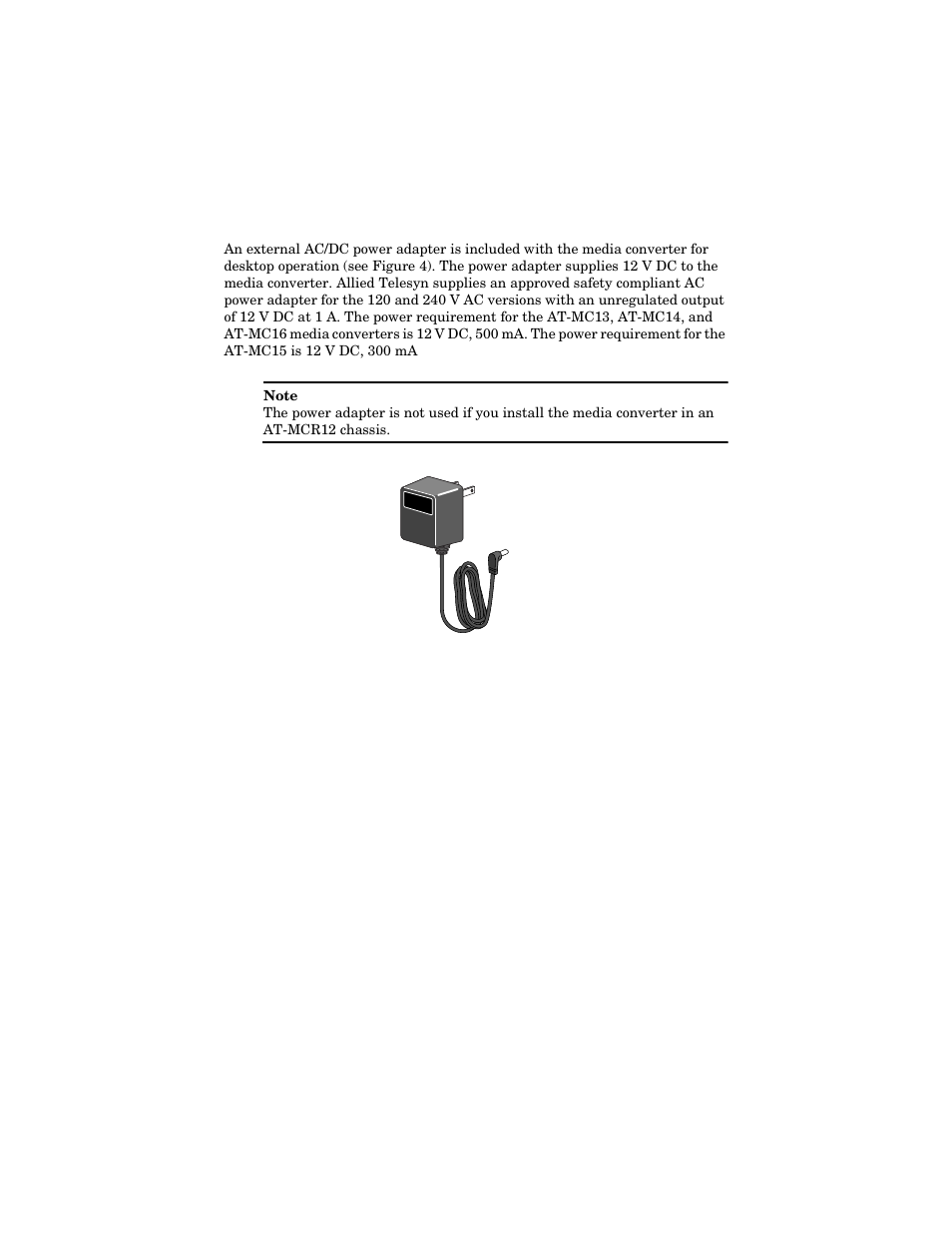 External ac/dc power adapter | Allied Telesis AT-MC16 User Manual | Page 19 / 50