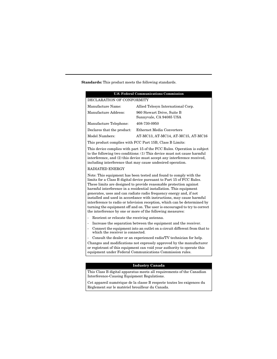 Allied Telesis AT-MC16 User Manual | Page 3 / 50