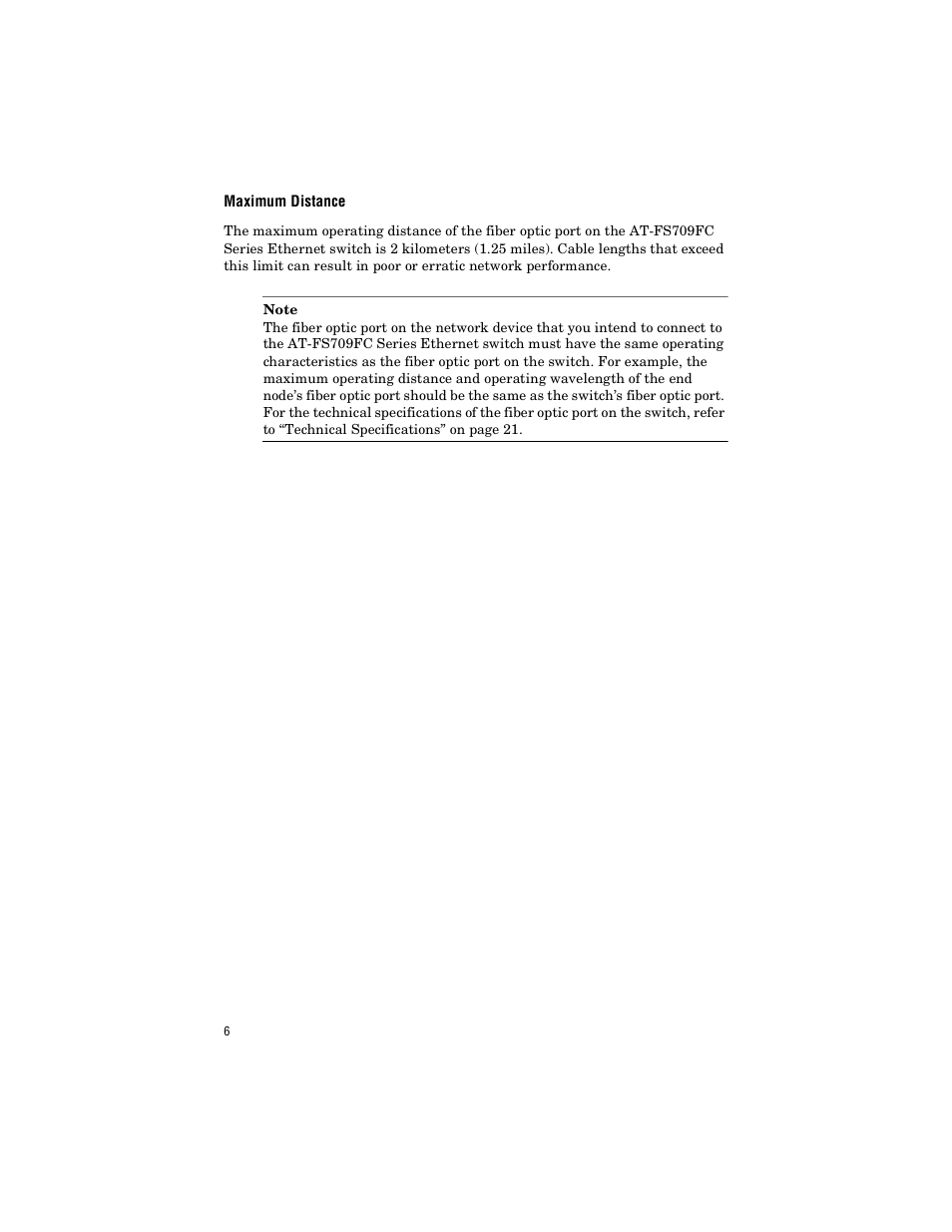 Maximum distance | Allied Telesis AT-FS709FC User Manual | Page 16 / 46