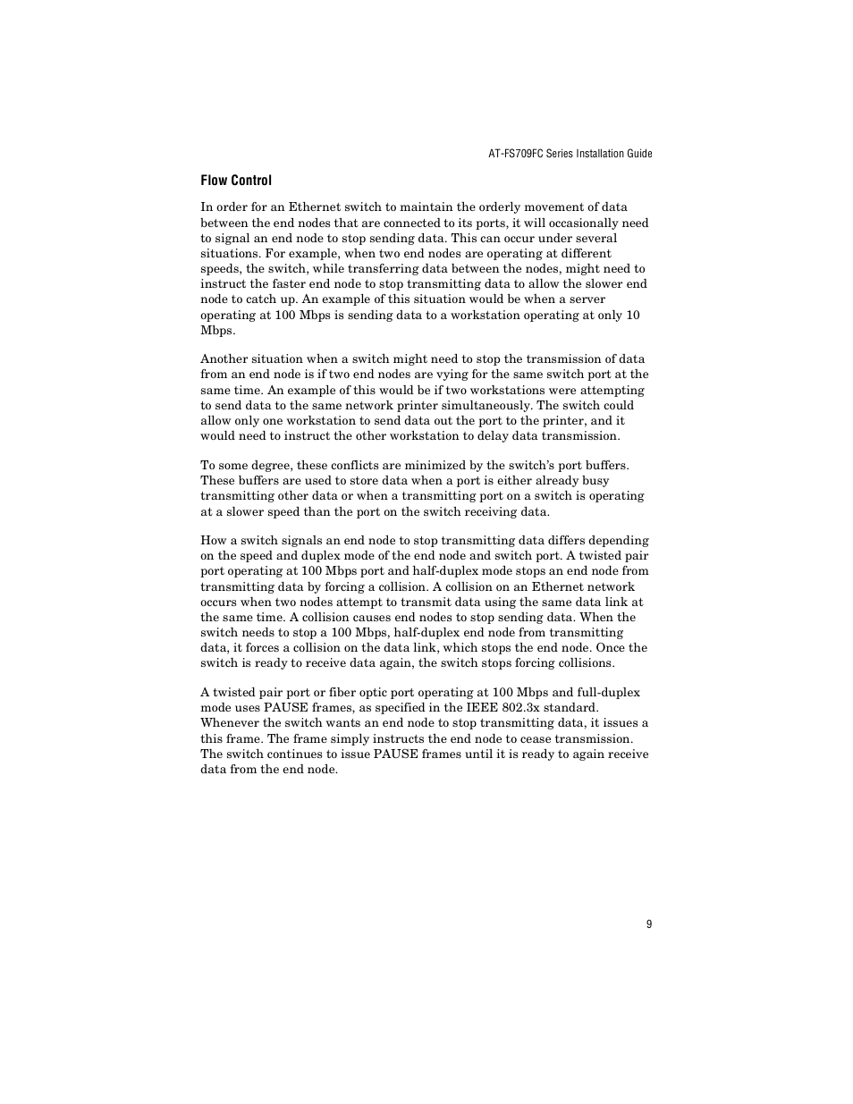 Flow control | Allied Telesis AT-FS709FC User Manual | Page 19 / 46