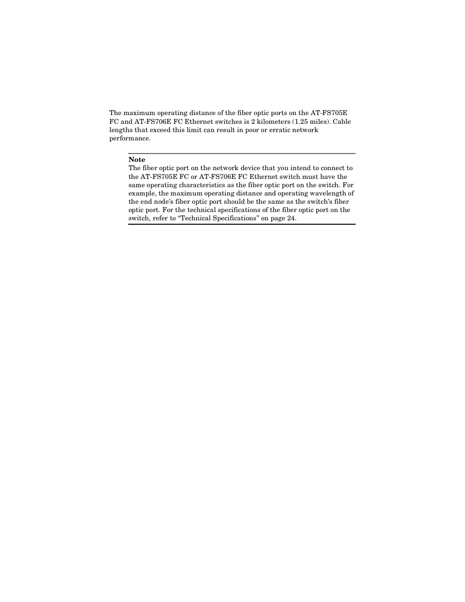 Maximum distance | Allied Telesis AT-FS706E FC User Manual | Page 16 / 50