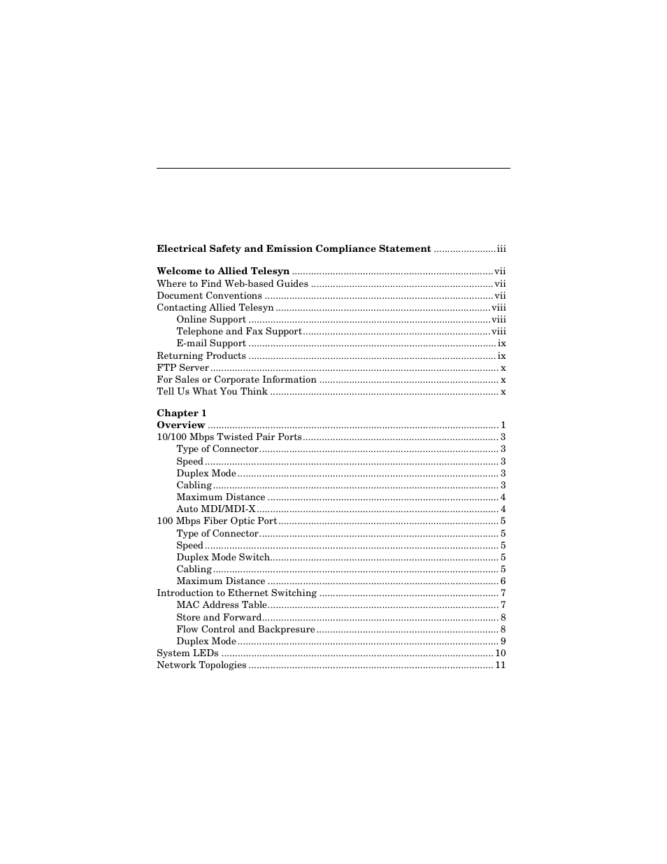 Allied Telesis AT-FS706E FC User Manual | Page 5 / 50