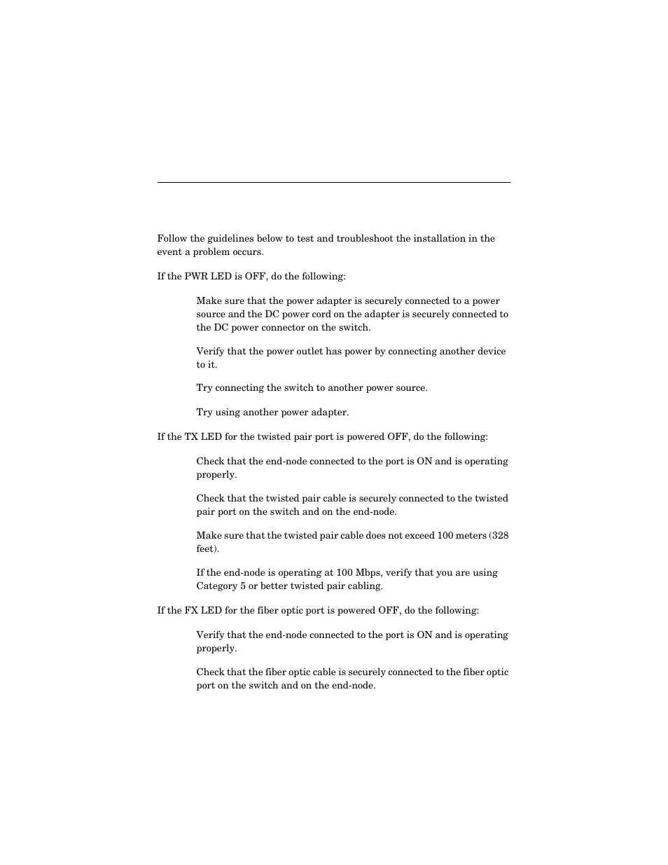 Chapter 3, Troubleshooting | Allied Telesis AT-FS217 User Manual | Page 25 / 44